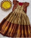 AJD 7889 Soft Lichi Silk Designer Kids Wear Girls Gown Catalog